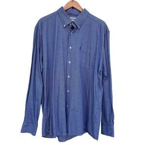 Barbour Ruben Blue Black Houndstooth Button Down Shirt Size 3X 3XL Long Sleeve